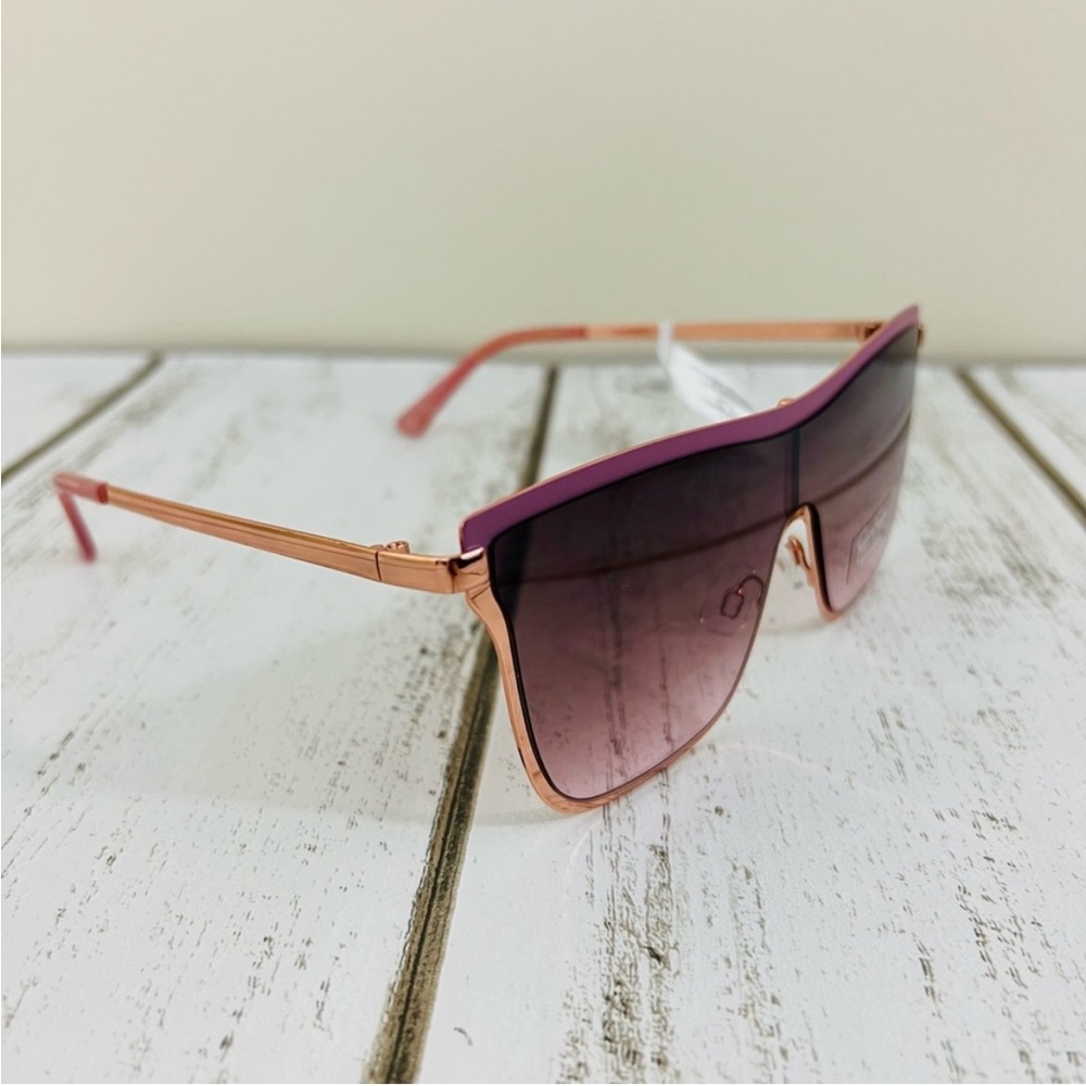 Jessica Simpson Rose Gold Metal Frame Square Shield Sunglasses Eyewear J6100 - Picture 11 of 14